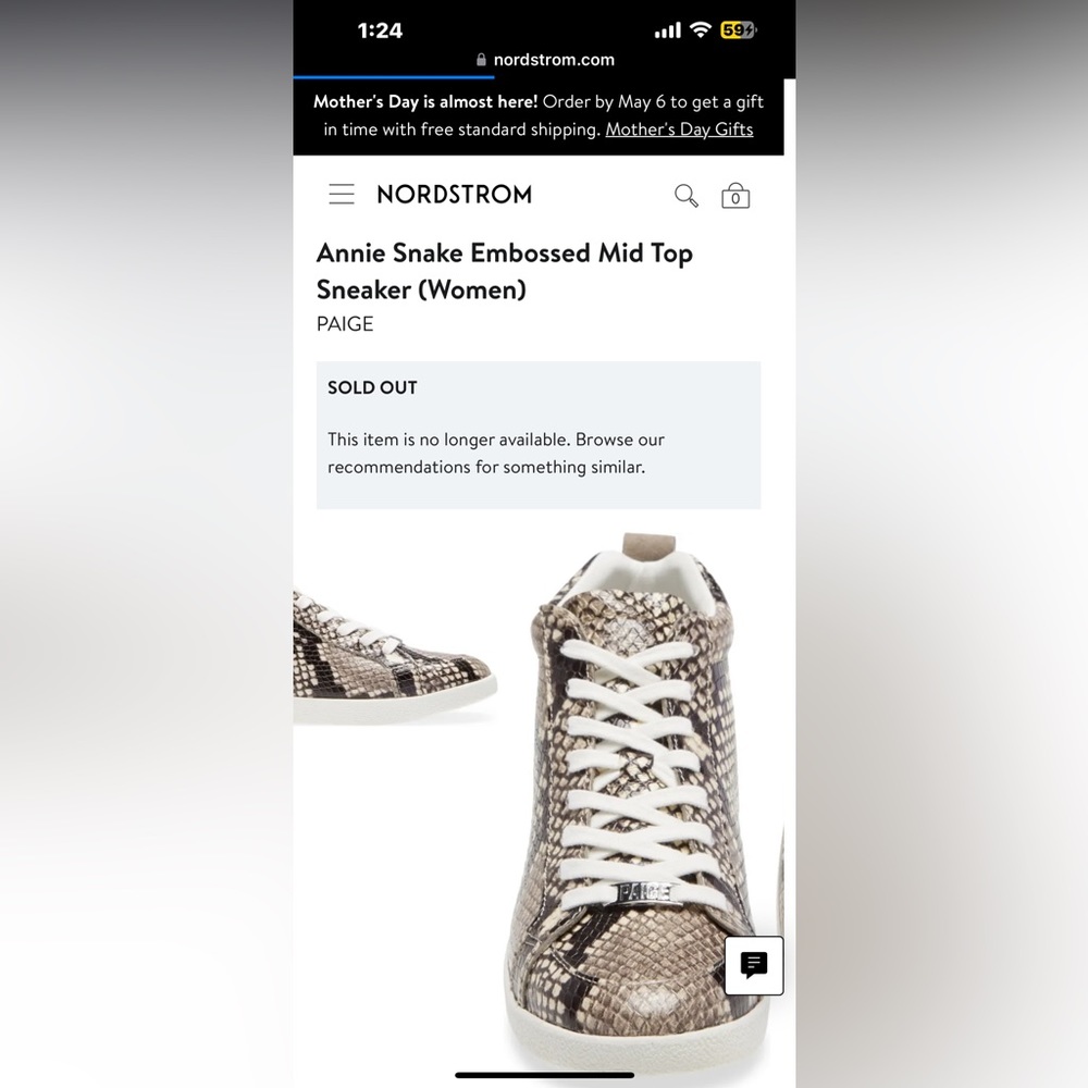 Paige Annie Snake Embossed Mid Top Sneaker - Picture 6 of 6